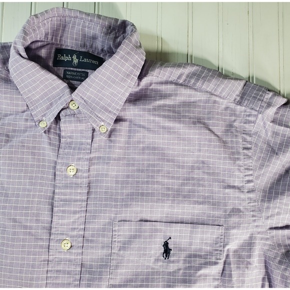 Ralph Lauren Other - Ralph Lauren Polo Men's Yarmouth Button Down Purple Check Dress Shirt 15.5 34/35